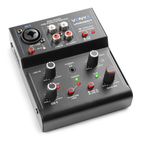 Vonyx VMM201 Mezclador 2 Canales con USB Audio Interface