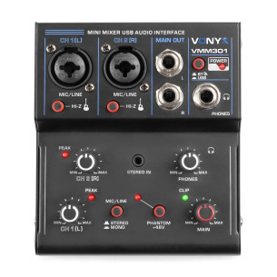 Vonyx VMM301 Mezclador 3 canales con USB Audio Interface Grabación