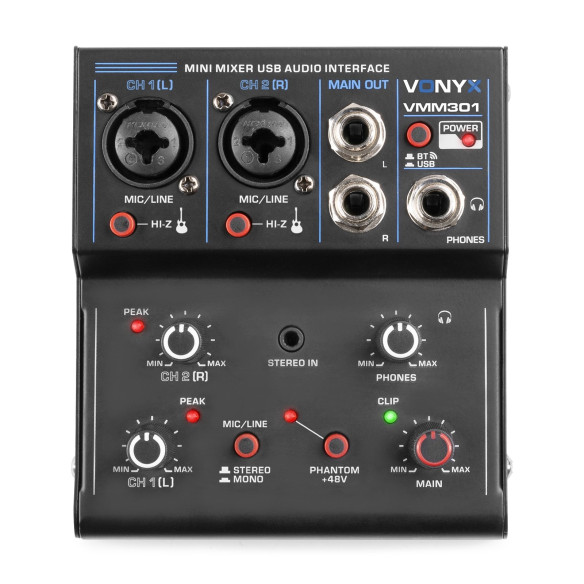Vonyx VMM301 Mezclador 3 canales con USB Audio Interface Grabación Vonyx VMM301 Mezclador 3 canales con USB Audio Interface Grabación