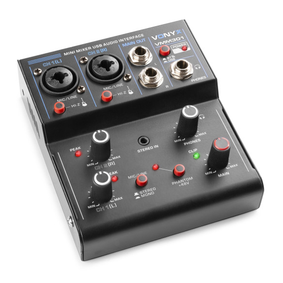 Vonyx VMM301 Mezclador 3 canales con USB Audio Interface Grabación Vonyx VMM301 Mezclador 3 canales con USB Audio Interface Grabación