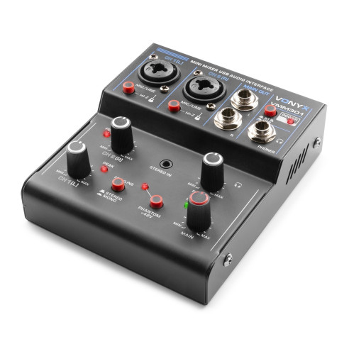Vonyx VMM301 Mezclador 3 canales con USB Audio Interface Grabación