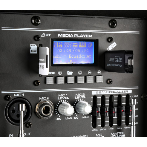SPJ-PA912 Equipo Sonido Portátil con 2 micros