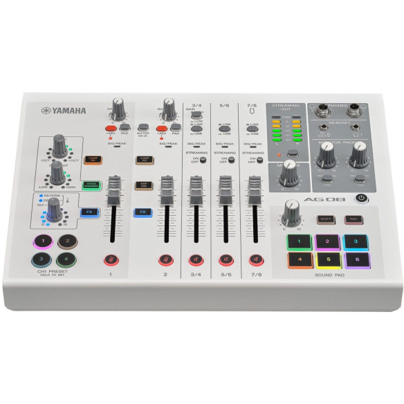 Yamaha AG08 WHITE Mezclador para Streaming con interfaz USB