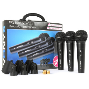 Vonyx VX1800S Set de 3 Micrófonos Dinámicos