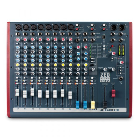 Allen-Heath ZED60-14FX Mezclador 14 canales con USB y efectos