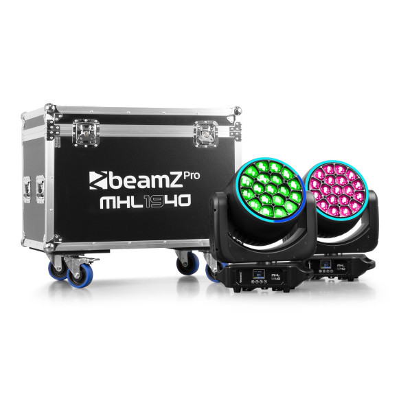 BeamZ MHL1940 LED BEE EYE Cabeza Móvil con Zoom 2 Unid. Flightcase