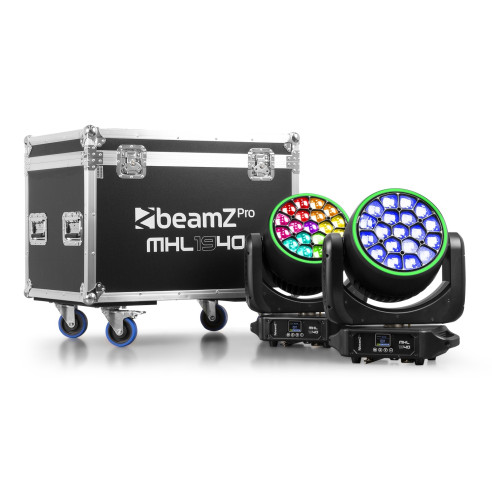 BeamZ MHL1940 LED BEE EYE Cabeza Móvil con Zoom 2 Unid. Flightcase