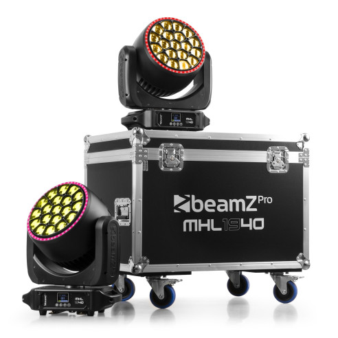 BeamZ MHL1940 LED BEE EYE Cabeza Móvil con Zoom 2 Unid. Flightcase