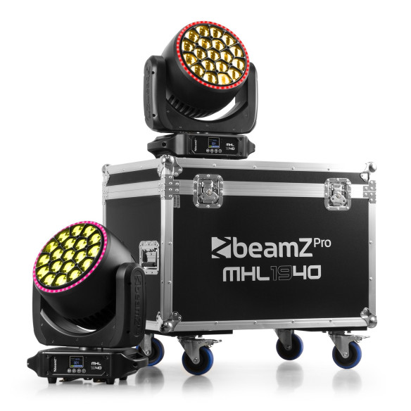 BeamZ MHL1940 LED BEE EYE Cabeza Móvil con Zoom 2 Unid. Flightcase