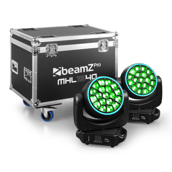 BeamZ MHL1940 LED BEE EYE Cabeza Móvil con Zoom 2 Unid. Flightcase