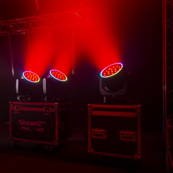 BeamZ MHL1940 LED BEE EYE Cabeza Móvil con Zoom 2 Unid. Flightcase