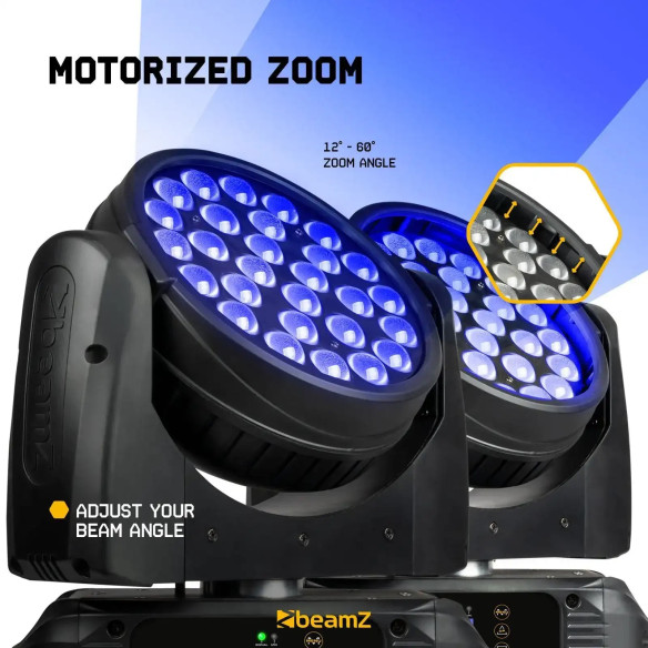 FUZE2812 Cabeza Móvil Wash con Zoom, 28x 12W 61 LEDs, RGBWA-UV