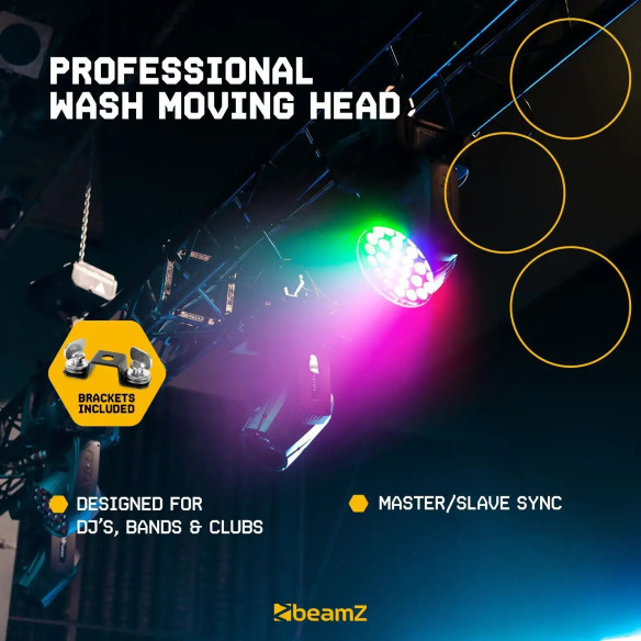 FUZE2812 Cabeza Móvil Wash con Zoom, 28x 12W 61 LEDs, RGBWA-UV