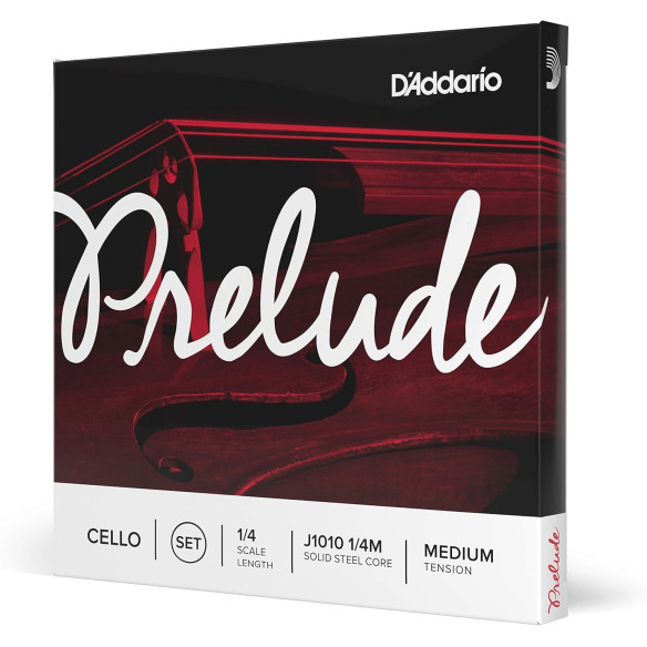 Juego de cuerdas para Cello D´Addario Prelude J1010 1/8 de tensión media y cuerda"La" entorchada en níquel. Juego de cuerdas para Cello D´Addario Prelude J1010 1/8 de tensión media y cuerda"La" entorchada en níquel.