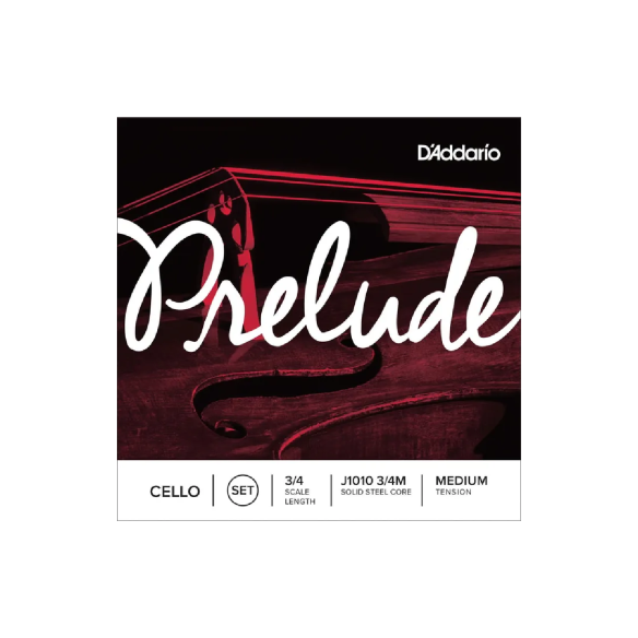Juego de cuerdas para Cello D´Addario Prelude J1010 3/4 de tensión media y cuerda"La" entorchada en níquel. Juego de cuerdas para Cello D´Addario Prelude J1010 3/4 de tensión media y cuerda"La" entorchada en níquel.