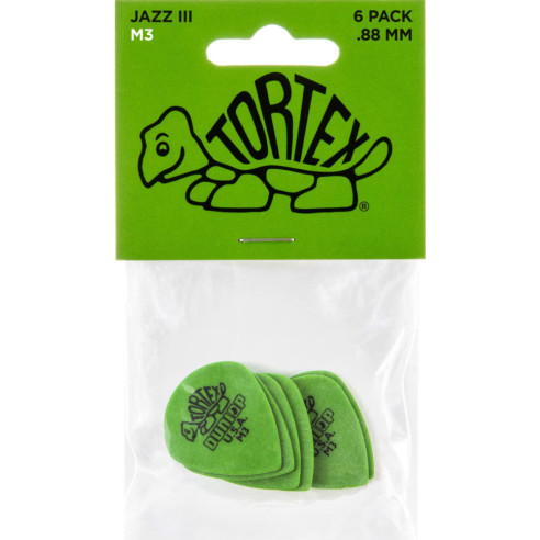Dunlop 472P-M3 Bolsa 6 Púas Tortex Jazz III Medium 0.88mm