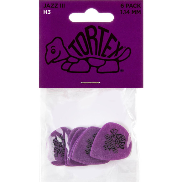 Dunlop 472P-H3 Bolsa 6 Púas Tortex Jazz III Heavy 1.14mm