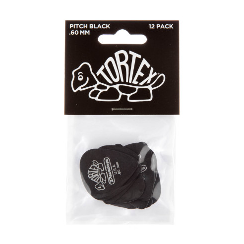 Dunlop 488P-060 Bolsa 12 Púas Tortex Pitch Black Std 0.60mm