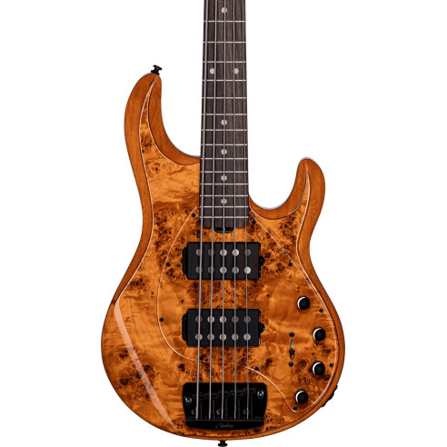 Sterling StingRay RAY35 Poplar Burl HH RM/R Bajo Eléctrico 5C Amber