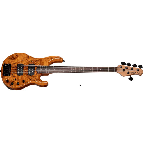 Sterling StingRay RAY35 Poplar Burl HH RM/R Bajo Eléctrico 5C Amber