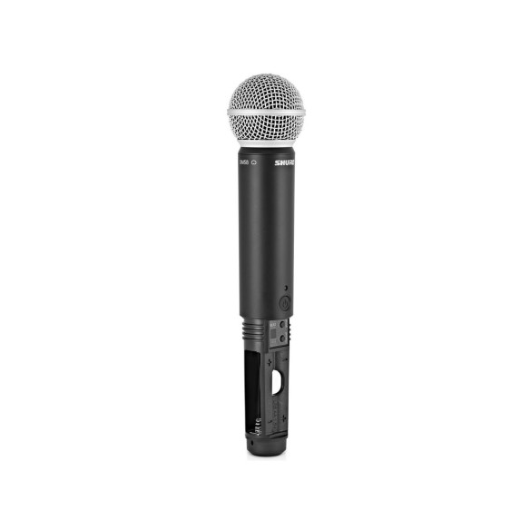 SHURE BLX24E/SM58 H8E Sistema Micrófono Inalambrico hasta 12 sistemas simultaneos, 14 horas de uso continuo con Pilas AA