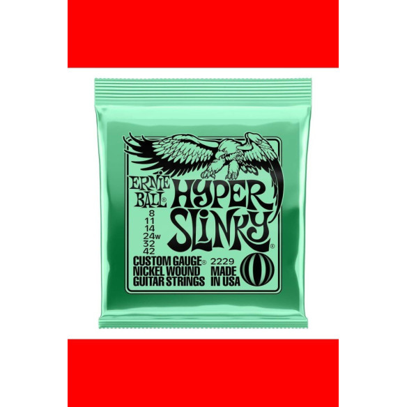 Juego de cuerdas para Guitarra Eléctrica ERNIE BALL Hyper Slinky Nickel Wound 2229 08-42 Juego de cuerdas para Guitarra Eléctrica ERNIE BALL Hyper Slinky Nickel Wound 2229 08-42
