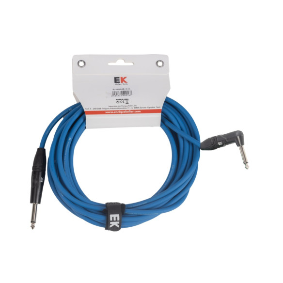 EK PJJ0066BL Cable guitarra Jack-Jacck Rect-Acodado 6m Azul
