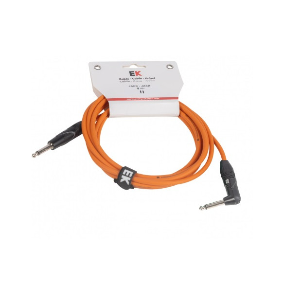 EK PJJ0066OR Cable guitarra Jack-Jacck Rect-Acodado 6m Naranja