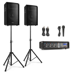 Vonyx VX210 Equipo Sonido Completo 2 Altavoces de 10" 800 Watts