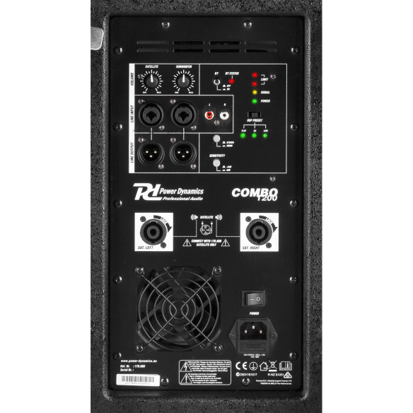 Power Dynamics PD COMBO 1200 Sistema de Sonido 1 Subwoofer 12"  2 Satélites 6,5" Amplificación Clase D Power Dynamics PD COMBO 1200 Sistema de Sonido 1 Subwoofer 12"  2 Satélites 6,5" Amplificación Clase D
