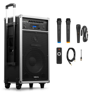Vonyx ST180 Sistema Portatil 12'' con CD/MP3/SD/BT + 2 Micros Inalámbricos