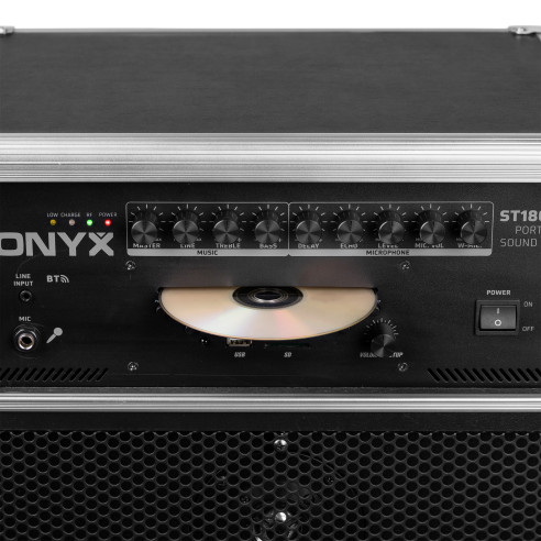 Vonyx ST180 Sistema Portatil 12'' con CD/MP3/SD/BT + 2 Micros Inalámbricos