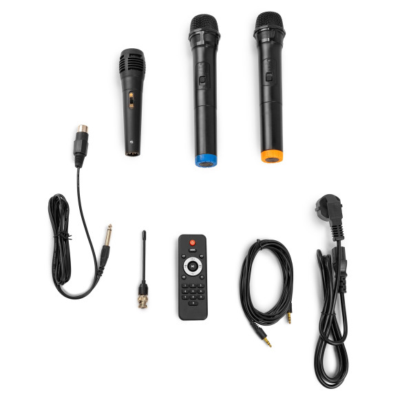 Vonyx ST180 Sistema Portatil 12'' con CD/MP3/SD/BT + 2 Micros Inalámbricos