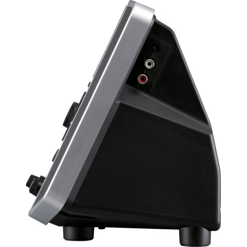Sistema de sonido 2.1 Boss JS-10 con subwoofer integrado que proporciona un amplio rango de sonido con un potente bajo.