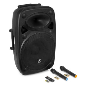 Vonyx VERVE 46 Sistema de Sonido Portátil 15" MP3/SD/BT y 2 micros inalámbricos de Mano