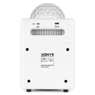 Vonyx SBS50W BT Bafle Karaoke blanco con bola LED 2