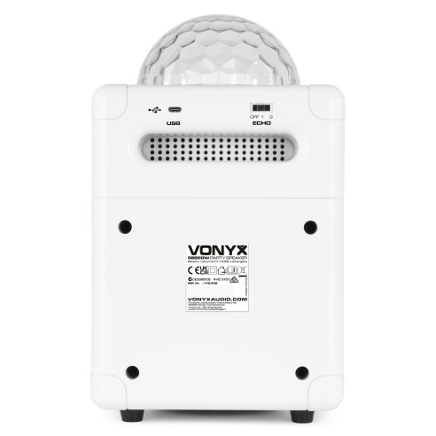 Vonyx SBS50W BT Bafle Karaoke blanco con bola LED