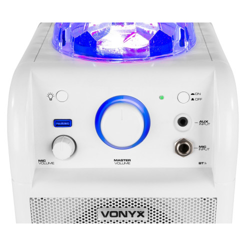 Vonyx SBS50W BT Bafle Karaoke blanco con bola LED
