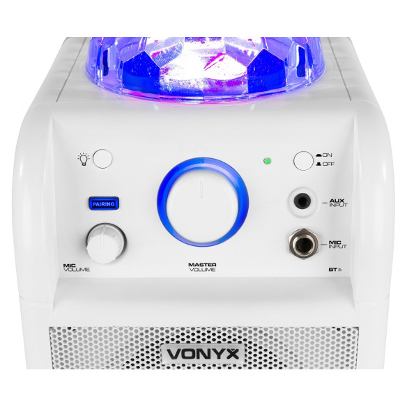Vonyx SBS50W BT Bafle Karaoke blanco con bola LED