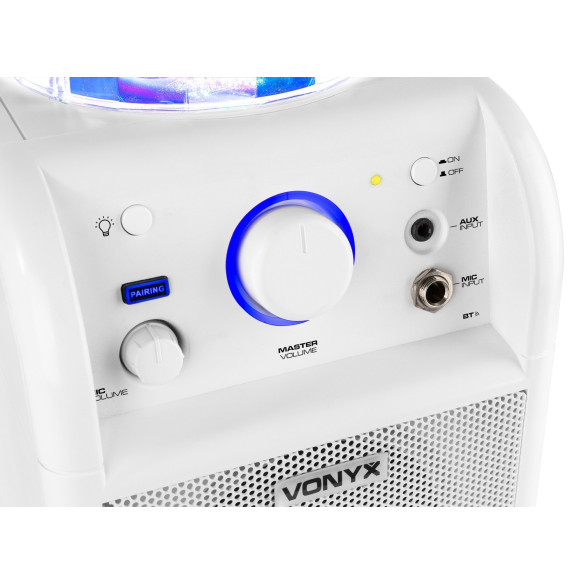 Vonyx SBS50W BT Bafle Karaoke blanco con bola LED