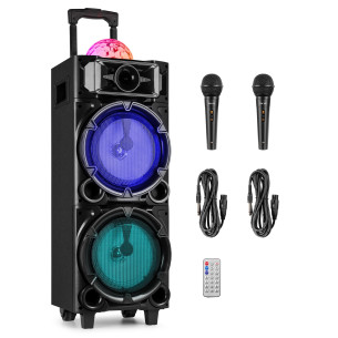 Fenton LIVE290 Equipo Sonido i Luces  para Karaoke con Batería ,BT/MP3/SD, y 2 Micros