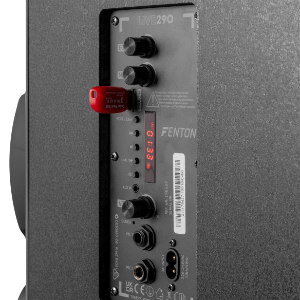 Fenton LIVE290 Equipo Sonido i Luces  para Karaoke con Batería ,BT/MP3/SD, y 2 Micros