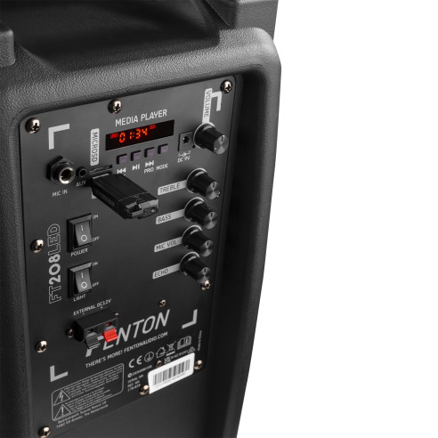 Fenton FT208LED Sistema Sonido Portátil a Batería con Bluetooth y Micrófono. 2x8"