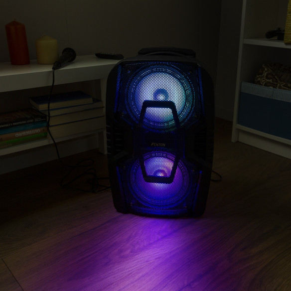 Fenton FT208LED Sistema Sonido Portátil a Batería con Bluetooth y Micrófono. 2x8"