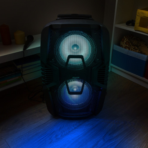 Fenton FT210LED Altavoz Portátil Trolley a batería,con Bluetooth,Micrófono y luces Led