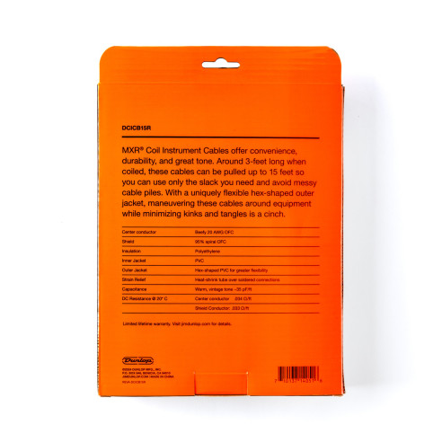 Dunlop DCICB15R Cable Jack-Jack espiral negro 4,5 m