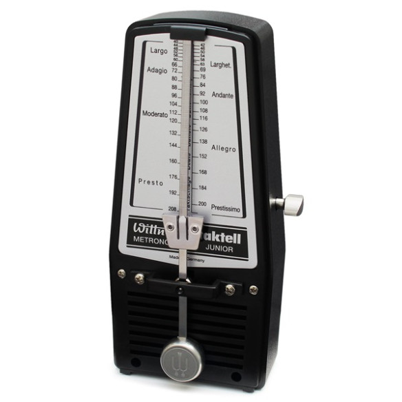 Metrónomo Wittner Junior 826 Negro Taktell, plástico resistente, rango de 40 a 208 bpm, funciona a cuerda. Metrónomo Wittner Junior 826 Negro Taktell, plástico resistente, rango de 40 a 208 bpm, funciona a cuerda.