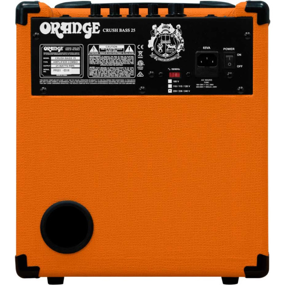 Orange Crush Bass 25, amplificador conmbo para bajo de 25 vatios, color naranja. Orange Crush Bass 25, amplificador conmbo para bajo de 25 vatios, color naranja.