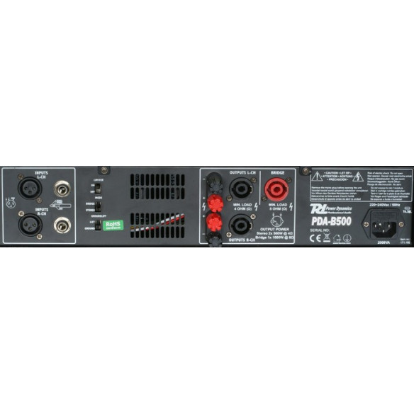 Power Dynamics PDA-B500 Amplificador Profesional 2x250 Watts