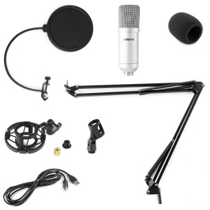 Vonyx CMS300S Micrófono de estudio Set USB Plata 2